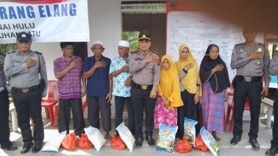 Gelar Bakti Sosial, Polres Labuhanbatu Bagikan Sembako di Kampung Bebas Narkoba