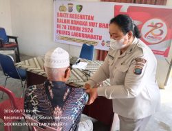 HUT Bhayangkara Ke-78 Polres Labuhanbatu Gelar Bakti Kesehatan Pengobatan Gratis